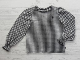 WE fashion longsleeve zwart wit geruit Dominique maat 122-128