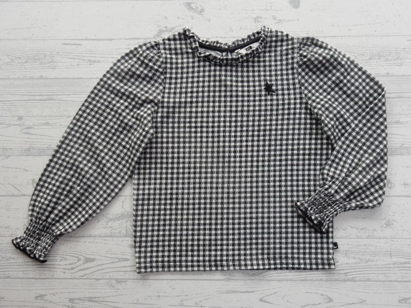 WE fashion longsleeve zwart wit geruit Dominique maat 122-128