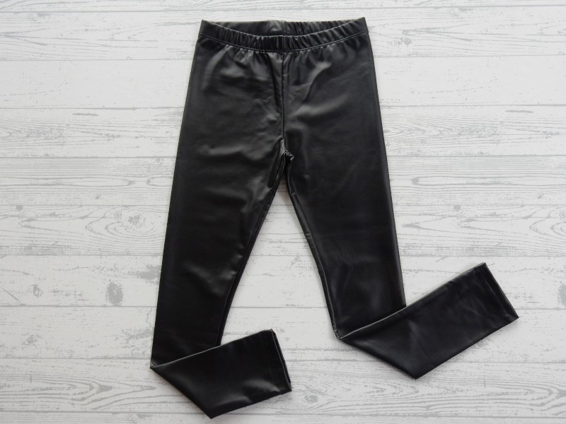 Legging kinder nepleer imitatieleer zwart maat 128