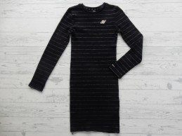 WE Fashion jurk ribstof zwart goud glitter streep Angel Melis maat 122-128