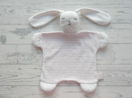 Zara Home knuffeldoek velours wit roze gestreept konijn