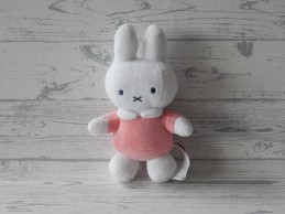 Nijntje knuffel rammelaar velours wit roze roze