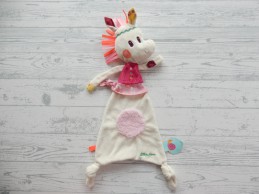 Lilliputiens knuffeldoek velours ecru roze eenhoorn Louise