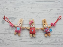 Lief! Lifestyle wagenspanner velours ribstof bruin roze rood konijn