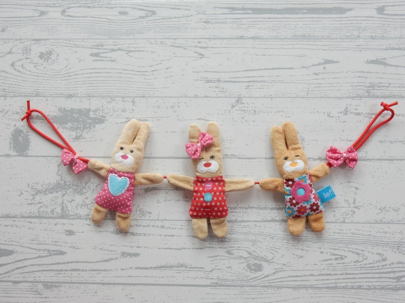 Lief! Lifestyle wagenspanner velours ribstof bruin roze rood konijn