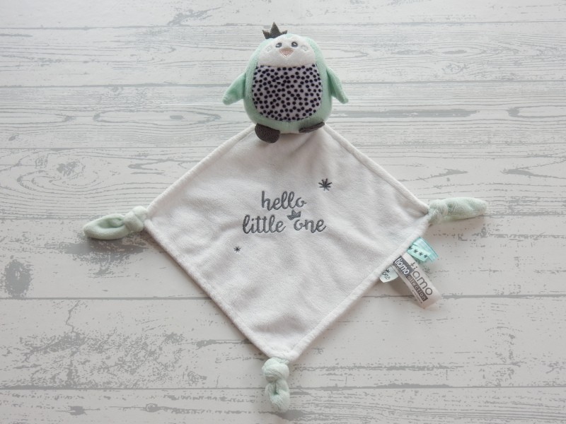 Tiamo knuffeldoekje velours wit mintgroen pinguin Hello Little One