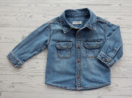 Spijkerblouse blauw bruin knoopjes maat 74