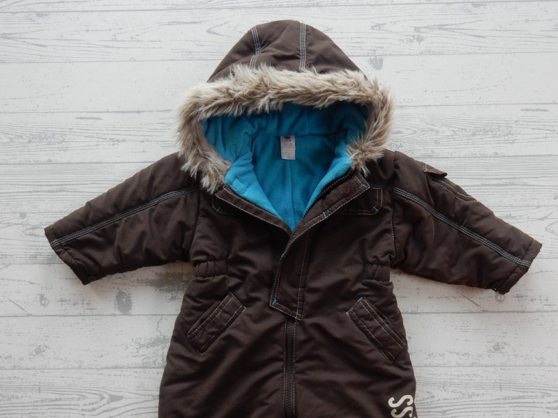 Baby Club skipak winterpak bruin blauw fleece maat 74