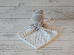 Ergee Kik Textilien knuffeldoek velours wit grijs groen nijlpaard