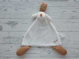 Bambino knuffeldoek velours wit bruin gestreept krul Knisperkonijn