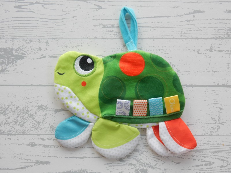 Chicco labeldoek knisperdoekje groen rood blauw schildpad Molly