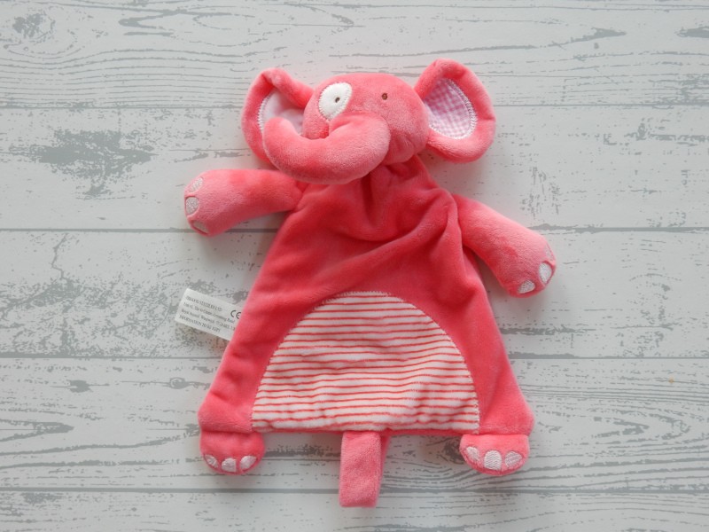 PitterPatter knuffeldoek velours roze olifant