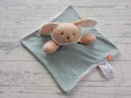 Baby Nat Bio doudou knuffeldoek tricot badstof wit mint konijn