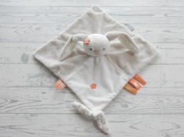 Nattou Jollymex knuffeldoek doudou velours grijs wit oranje konijn Mia