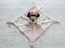 Primark Disney knuffeldoek velours wit zwart lichtroze strikjes Minnie Mouse