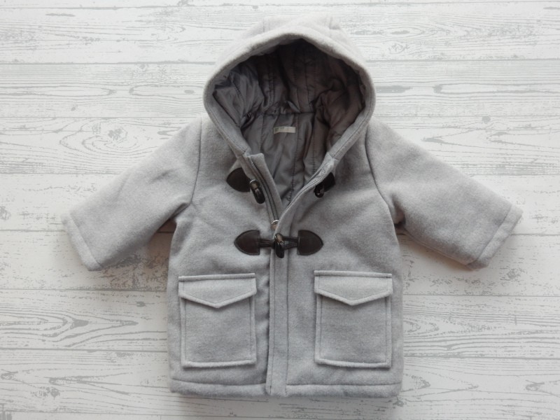 Benetton winterjas duffelcoat grijs lichtgrijs maat 74-80