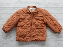 Hema winterjas teddy doorgestikt bruin maat 86