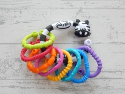 Playgro 9 links schakelringen bijtringen Zebra 9 stuks