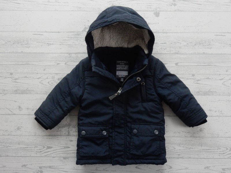Babyface winterjas parka fleece donkerblauw maat 74