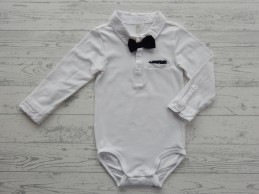 H&M romper met kraag lange mouw wit zwart strikje maat 86