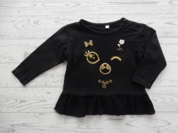 Longsleeve baby zwart goud beertje plooitjes maat 68