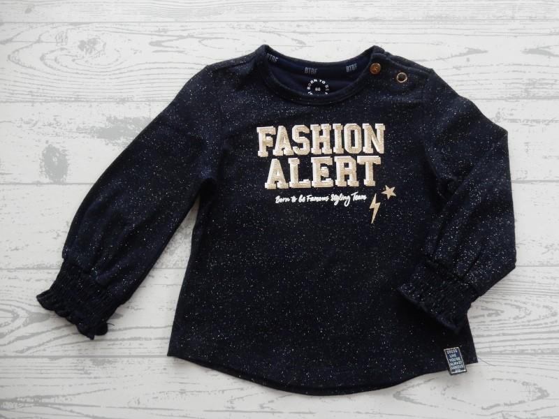 Born To Be Famous longsleeve donkerblauw goud glitter Fashion Alert maat 68