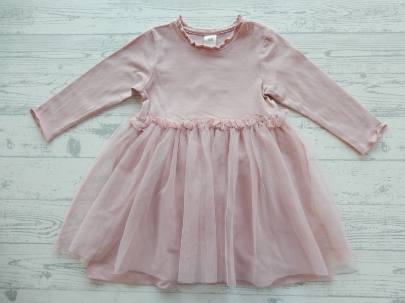 H&M jurk met tule rok roze light pink maat 74