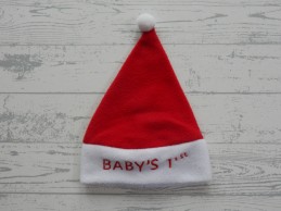 Kerstmuts fleece rood wit Baby's 1st 1 maat