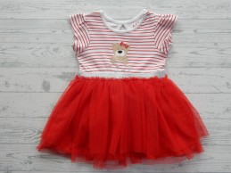 H by Hamleys jurk met tule rok wit rood beertje maat 74