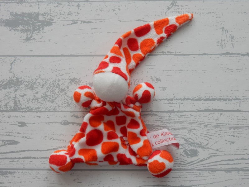 Tiamo de Kandeel lappenpopje velours oranje rood gevlekt