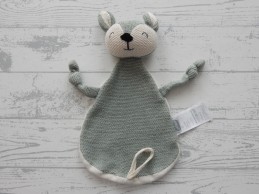 Jollein knuffeldoek badstof gebreid wit groen ash green hert