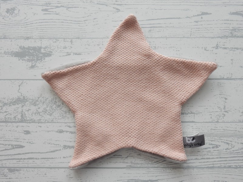 Baby's Only knuffeldoek velours grijs zalmroze blush ster