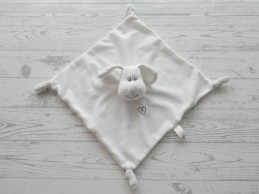 Tiamo V&D knuffeldoek velours wit grijs hond Sem