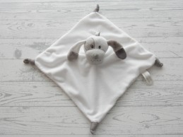 Tiamo knuffeldoek velours wit grijs Sem de Hond