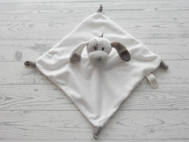 Tiamo knuffeldoek velours wit grijs Sem de Hond
