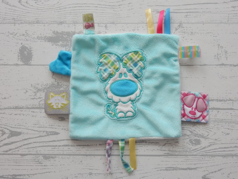 Woezel & Pip labeldoek blauw wit Woezel 2011 2012