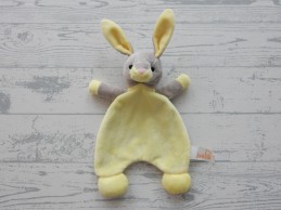Zwitsal knuffeldoek knuffel velours geel grijs Konijn
