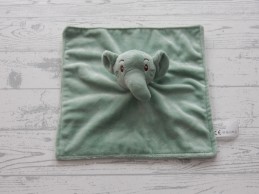 Wibra knuffeldoek velours groen bruin rammeltje olifant