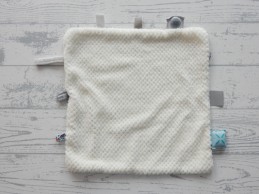 Snoozebaby knuffeldoek velours wit structuur lichtgrijze print