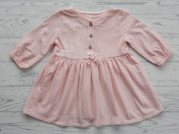 Next baby tricot jurkje wit zalmroze dessin maat 62