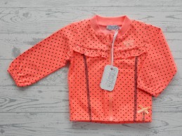 Dirkje vest jasje bright coral donkerblauw stippen maat 62