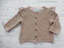 Obaibi vestje gebreid bruin goud kleurig ruches maat 62