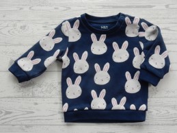 Marks and Spencer sweater donkerblauw wit roze konijn maat 62