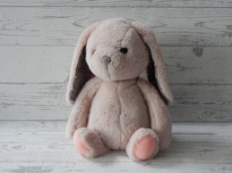 B Softies knuffel velours lichtroze roze grijs konijn