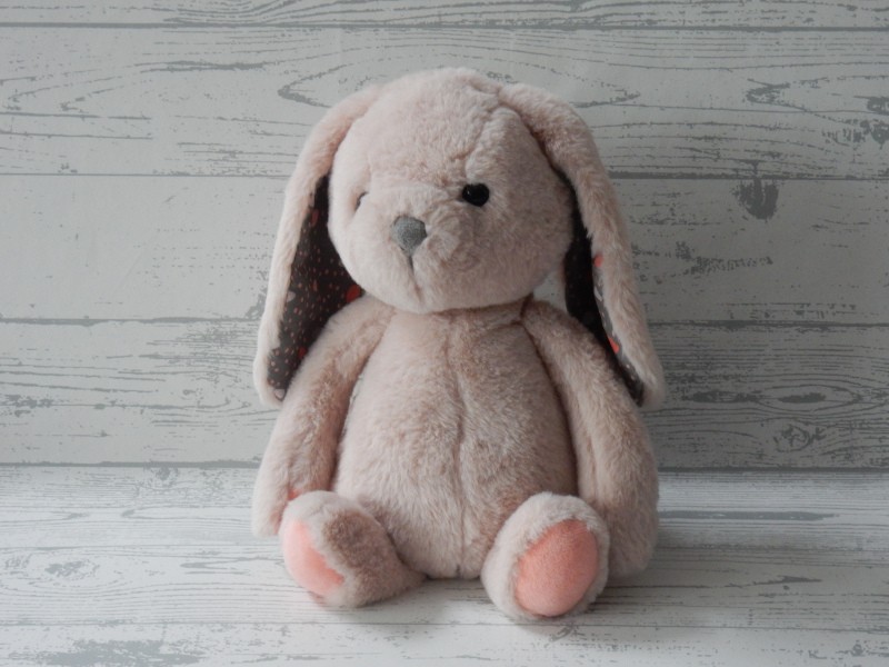 B Softies knuffel velours lichtroze roze grijs konijn