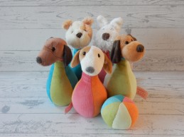 Egmonts Toys stoffen kegelspel hond 6 delig