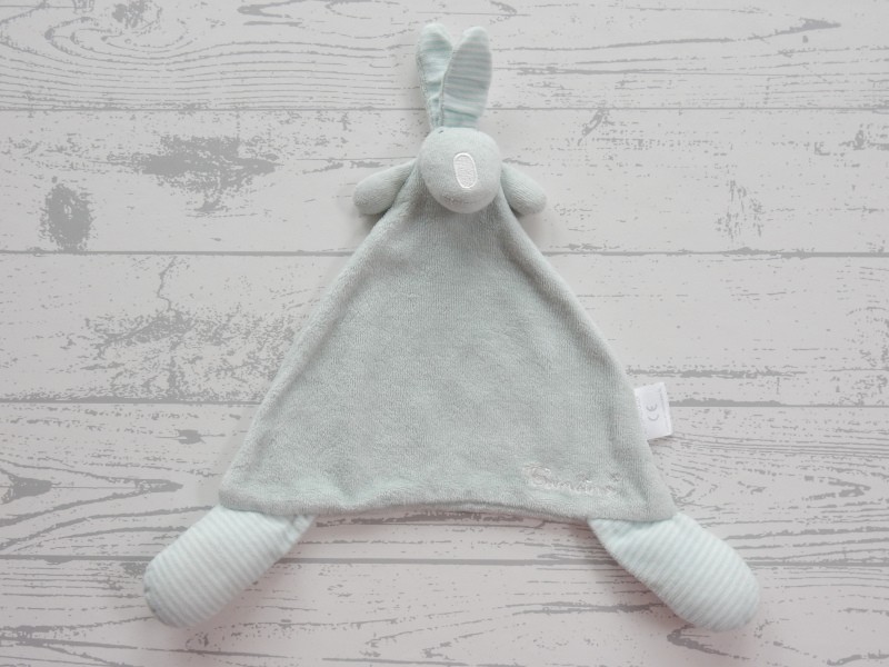 Bambino knuffeldoek velours mint groen gestreept Knisperkonijn