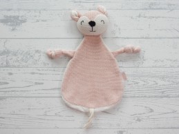 Jollein knuffeldoek badstof gebreid wit zalm roze pale pink hert