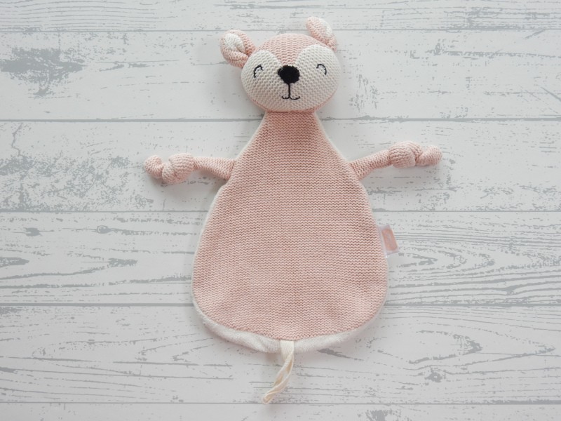 Jollein knuffeldoek badstof gebreid wit zalm roze pale pink hert