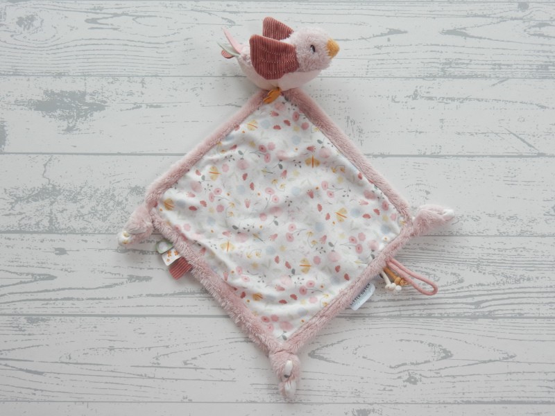 Little Dutch knuffeldoek velours roze vogel Flowers & Butterflies